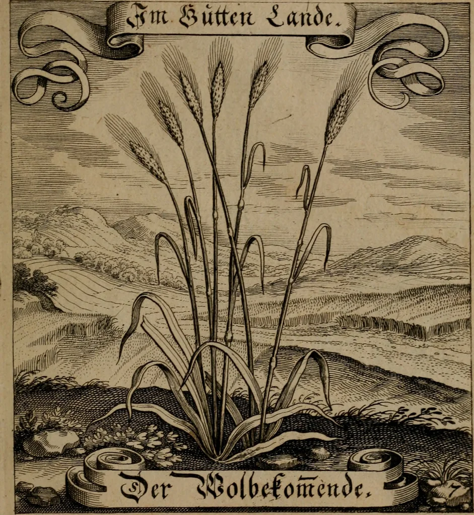 An illustration from Der Fruchtbringenden Geselschaft Nahmen, Vorhaben, Gemählde und Wörter : nach jedes Einnahme ordentlich in Kupfer gestochen, und in achtzeilige Reimgesetze verfasset, 1646, leaf 24