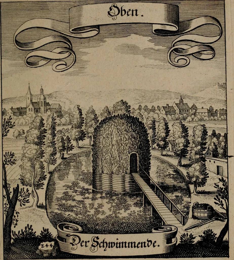 An illustration from Der Fruchtbringenden Geselschaft Nahmen, Vorhaben, Gemählde und Wörter : nach jedes Einnahme ordentlich in Kupfer gestochen, und in achtzeilige Reimgesetze verfasset, 1646, leaf 506