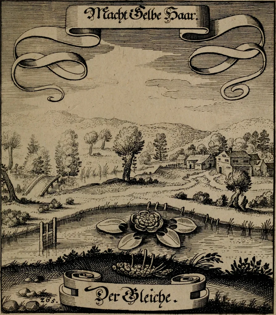 An illustration from Der Fruchtbringenden Geselschaft Nahmen, Vorhaben, Gemählde und Wörter : nach jedes Einnahme ordentlich in Kupfer gestochen, und in achtzeilige Reimgesetze verfasset, 1646, leaf 548