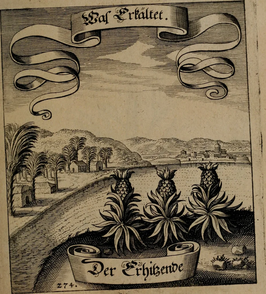 An illustration from Der Fruchtbringenden Geselschaft Nahmen, Vorhaben, Gemählde und Wörter : nach jedes Einnahme ordentlich in Kupfer gestochen, und in achtzeilige Reimgesetze verfasset, 1646, leaf 566