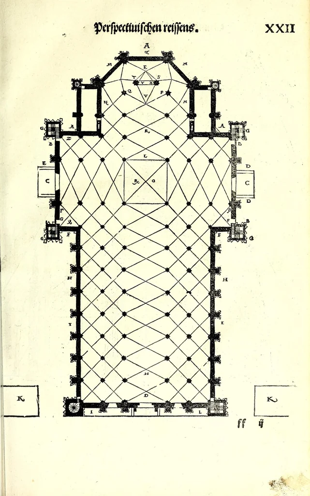 An illustration from Der furnembsten, notwendigsten, der gantzen Architectur angehörigen mathematischen vnd mechanischen Künst eygentlicher Bericht : vnd vast klare, verstendliche Vnterrichtung, zu rechtem Verstandt der Lehr Vitruuij, in drey furneme Bücher abgetheilet : als, Der newen Perspectiua ... : der Geometrischen Büxenmeisterey, vnd Geometrischen Messung ..., 1547, leaf 145