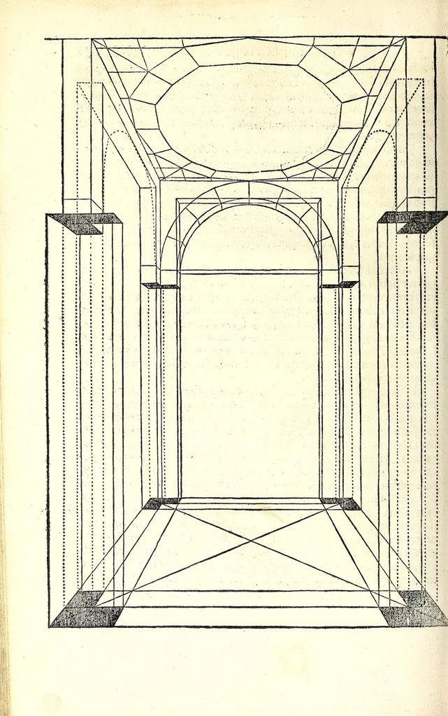 An illustration from Der furnembsten, notwendigsten, der gantzen Architectur angehörigen mathematischen vnd mechanischen Künst eygentlicher Bericht : vnd vast klare, verstendliche Vnterrichtung, zu rechtem Verstandt der Lehr Vitruuij, in drey furneme Bücher abgetheilet : als, Der newen Perspectiua ... : der Geometrischen Büxenmeisterey, vnd Geometrischen Messung ..., 1547, leaf 170