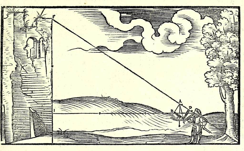 An illustration from Der furnembsten, notwendigsten, der gantzen Architectur angehörigen mathematischen vnd mechanischen Künst eygentlicher Bericht : vnd vast klare, verstendliche Vnterrichtung, zu rechtem Verstandt der Lehr Vitruuij, in drey furneme Bücher abgetheilet : als, Der newen Perspectiua ... : der Geometrischen Büxenmeisterey, vnd Geometrischen Messung ..., 1547, leaf 529