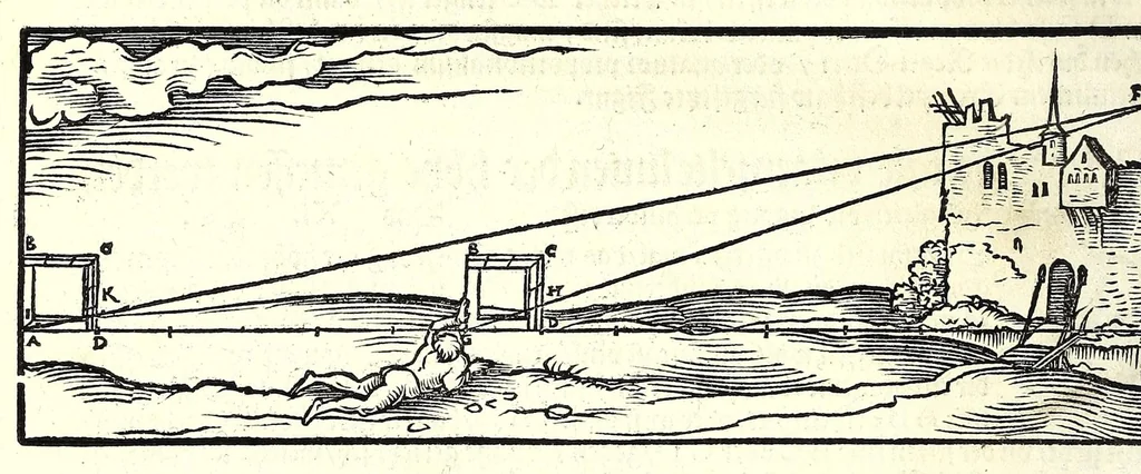 An illustration from Der furnembsten, notwendigsten, der gantzen Architectur angehörigen mathematischen vnd mechanischen Künst eygentlicher Bericht : vnd vast klare, verstendliche Vnterrichtung, zu rechtem Verstandt der Lehr Vitruuij, in drey furneme Bücher abgetheilet : als, Der newen Perspectiua ... : der Geometrischen Büxenmeisterey, vnd Geometrischen Messung ..., 1547, leaf 534