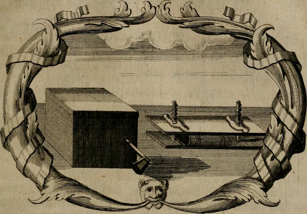 An illustration from Der geistliche Seelen-Artzt, versehen mit General-Artzney : wieder alle erdenckliche Melancholey, auf den jetzigen Welt-Stand gerichtet : auss dem Grund göttlicher H. Schrifft, der Heiligen Vätter Lehr und Sententzen, ausserlesenen Spruchwörtern, welt-geistlichen Aphorismis, medicinalischen Haupt-Regeln, kurtzen Historien, raren Gleichnüssen, und trostreichen Sitten-Lehren : von der Gedult in Wiederwärtigkeiten, Verfolgungen, Creutz und Leyden, durch nützliche Recipe vorgeschreibeu [sic] ..., 1700, leaf 202