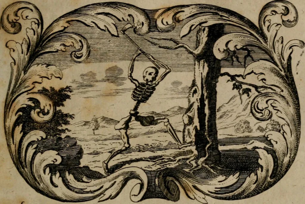 An illustration from Der geistliche Seelen-Artzt, versehen mit General-Artzney : wieder alle erdenckliche Melancholey, auf den jetzigen Welt-Stand gerichtet : auss dem Grund göttlicher H. Schrifft, der Heiligen Vätter Lehr und Sententzen, ausserlesenen Spruchwörtern, welt-geistlichen Aphorismis, medicinalischen Haupt-Regeln, kurtzen Historien, raren Gleichnüssen, und trostreichen Sitten-Lehren : von der Gedult in Wiederwärtigkeiten, Verfolgungen, Creutz und Leyden, durch nützliche Recipe vorgeschreibeu [sic] ..., 1700, leaf 292