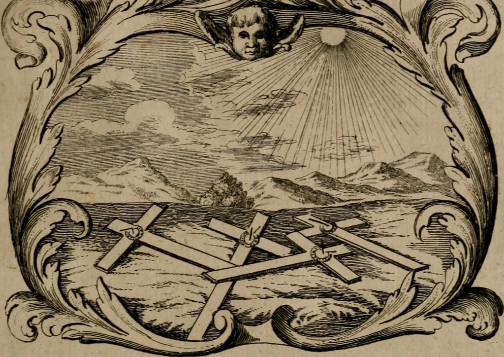 An illustration from Der geistliche Seelen-Artzt, versehen mit General-Artzney : wieder alle erdenckliche Melancholey, auf den jetzigen Welt-Stand gerichtet : auss dem Grund göttlicher H. Schrifft, der Heiligen Vätter Lehr und Sententzen, ausserlesenen Spruchwörtern, welt-geistlichen Aphorismis, medicinalischen Haupt-Regeln, kurtzen Historien, raren Gleichnüssen, und trostreichen Sitten-Lehren : von der Gedult in Wiederwärtigkeiten, Verfolgungen, Creutz und Leyden, durch nützliche Recipe vorgeschreibeu [sic] ..., 1700, leaf 314