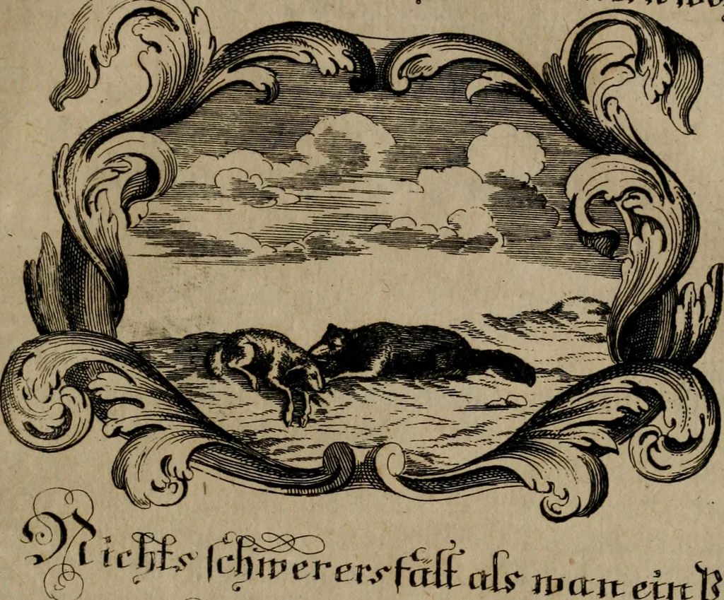 An illustration from Der geistliche Seelen-Artzt, versehen mit General-Artzney : wieder alle erdenckliche Melancholey, auf den jetzigen Welt-Stand gerichtet : auss dem Grund göttlicher H. Schrifft, der Heiligen Vätter Lehr und Sententzen, ausserlesenen Spruchwörtern, welt-geistlichen Aphorismis, medicinalischen Haupt-Regeln, kurtzen Historien, raren Gleichnüssen, und trostreichen Sitten-Lehren : von der Gedult in Wiederwärtigkeiten, Verfolgungen, Creutz und Leyden, durch nützliche Recipe vorgeschreibeu [sic] ..., 1700, leaf 368