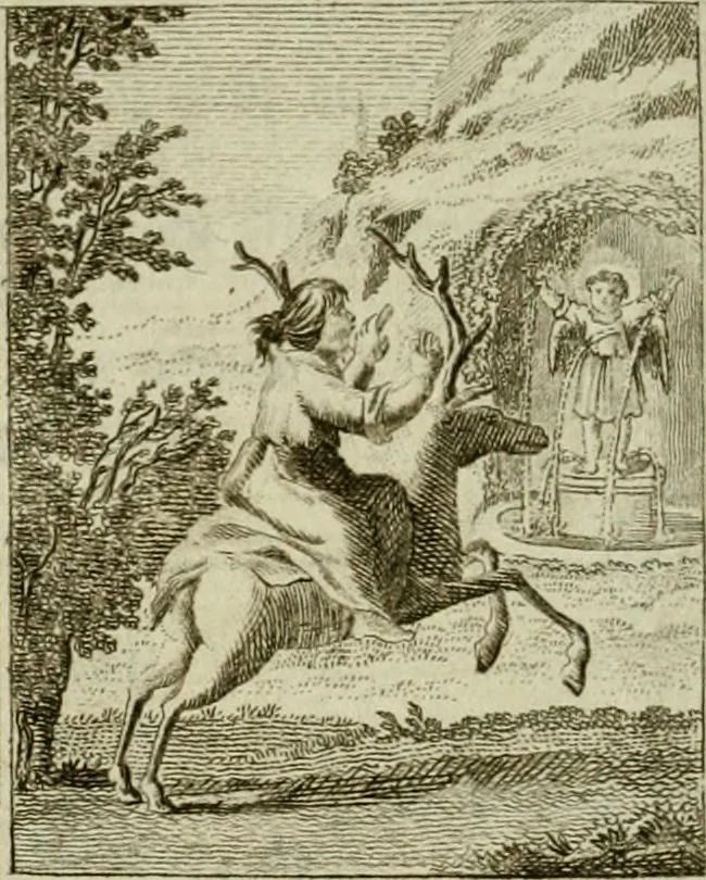 An illustration from Der gottseligen Frau La Mothe Guyon geisterhebende Beschäftigungen des Herzens mit Gott durch die lebendige Erfahrungs-Erkenntnis der göttlichen Liebe, oder, Die Geheimnisse des innwendigen Christenthums, geoffenbaret in der Schule der himmlischen Weisheit : Auszüge aus sämtlichen poetischen Schriften der seligen Frau, zur Beförderung des inneren Lebens, 1802, leaf 102