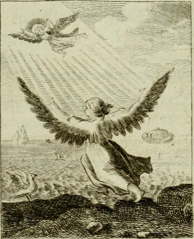 An illustration from Der gottseligen Frau La Mothe Guyon geisterhebende Beschäftigungen des Herzens mit Gott durch die lebendige Erfahrungs-Erkenntnis der göttlichen Liebe, oder, Die Geheimnisse des innwendigen Christenthums, geoffenbaret in der Schule der himmlischen Weisheit : Auszüge aus sämtlichen poetischen Schriften der seligen Frau, zur Beförderung des inneren Lebens, 1802, leaf 102