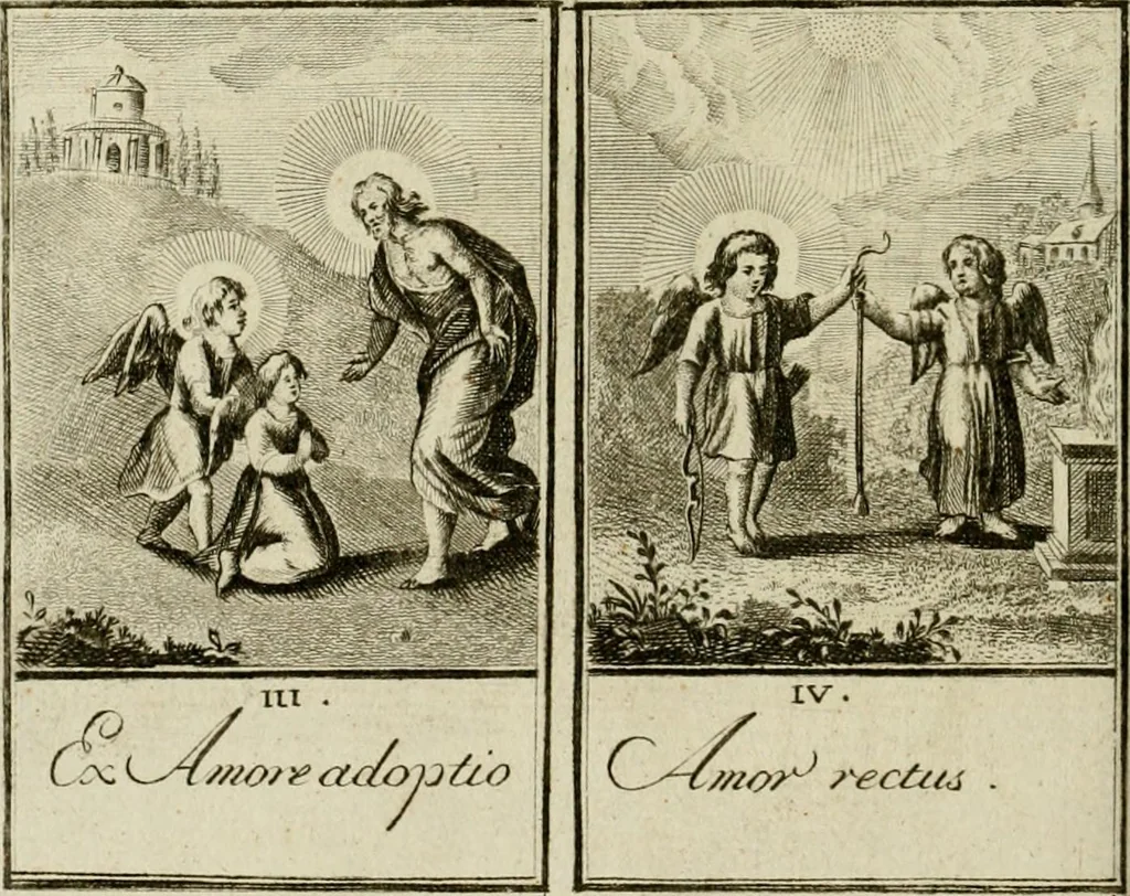 An illustration from Der gottseligen Frau La Mothe Guyon geisterhebende Beschäftigungen des Herzens mit Gott durch die lebendige Erfahrungs-Erkenntnis der göttlichen Liebe, oder, Die Geheimnisse des innwendigen Christenthums, geoffenbaret in der Schule der himmlischen Weisheit : Auszüge aus sämtlichen poetischen Schriften der seligen Frau, zur Beförderung des inneren Lebens, 1802, leaf 132