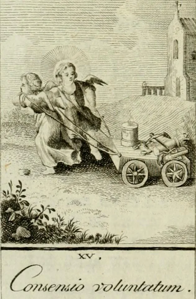 An illustration from Der gottseligen Frau La Mothe Guyon geisterhebende Beschäftigungen des Herzens mit Gott durch die lebendige Erfahrungs-Erkenntnis der göttlichen Liebe, oder, Die Geheimnisse des innwendigen Christenthums, geoffenbaret in der Schule der himmlischen Weisheit : Auszüge aus sämtlichen poetischen Schriften der seligen Frau, zur Beförderung des inneren Lebens, 1802, leaf 156