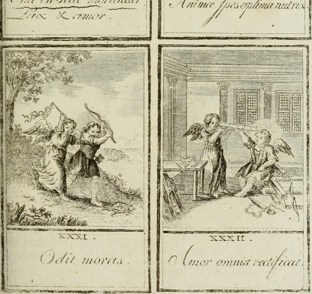 An illustration from Der gottseligen Frau La Mothe Guyon geisterhebende Beschäftigungen des Herzens mit Gott durch die lebendige Erfahrungs-Erkenntnis der göttlichen Liebe, oder, Die Geheimnisse des innwendigen Christenthums, geoffenbaret in der Schule der himmlischen Weisheit : Auszüge aus sämtlichen poetischen Schriften der seligen Frau, zur Beförderung des inneren Lebens, 1802, leaf 187