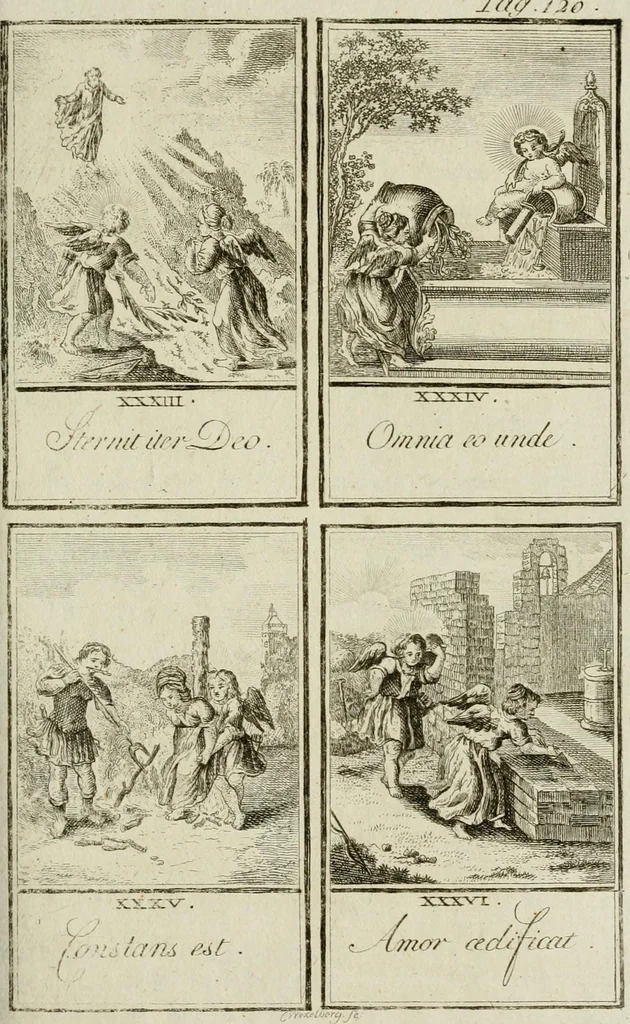An illustration from Der gottseligen Frau La Mothe Guyon geisterhebende Beschäftigungen des Herzens mit Gott durch die lebendige Erfahrungs-Erkenntnis der göttlichen Liebe, oder, Die Geheimnisse des innwendigen Christenthums, geoffenbaret in der Schule der himmlischen Weisheit : Auszüge aus sämtlichen poetischen Schriften der seligen Frau, zur Beförderung des inneren Lebens, 1802, leaf 197
