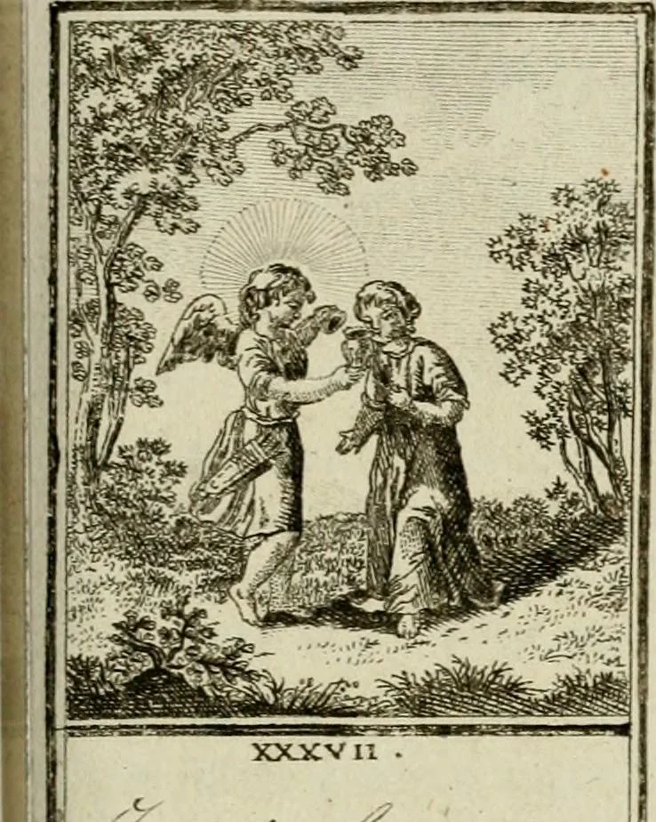 An illustration from Der gottseligen Frau La Mothe Guyon geisterhebende Beschäftigungen des Herzens mit Gott durch die lebendige Erfahrungs-Erkenntnis der göttlichen Liebe, oder, Die Geheimnisse des innwendigen Christenthums, geoffenbaret in der Schule der himmlischen Weisheit : Auszüge aus sämtlichen poetischen Schriften der seligen Frau, zur Beförderung des inneren Lebens, 1802, leaf 205