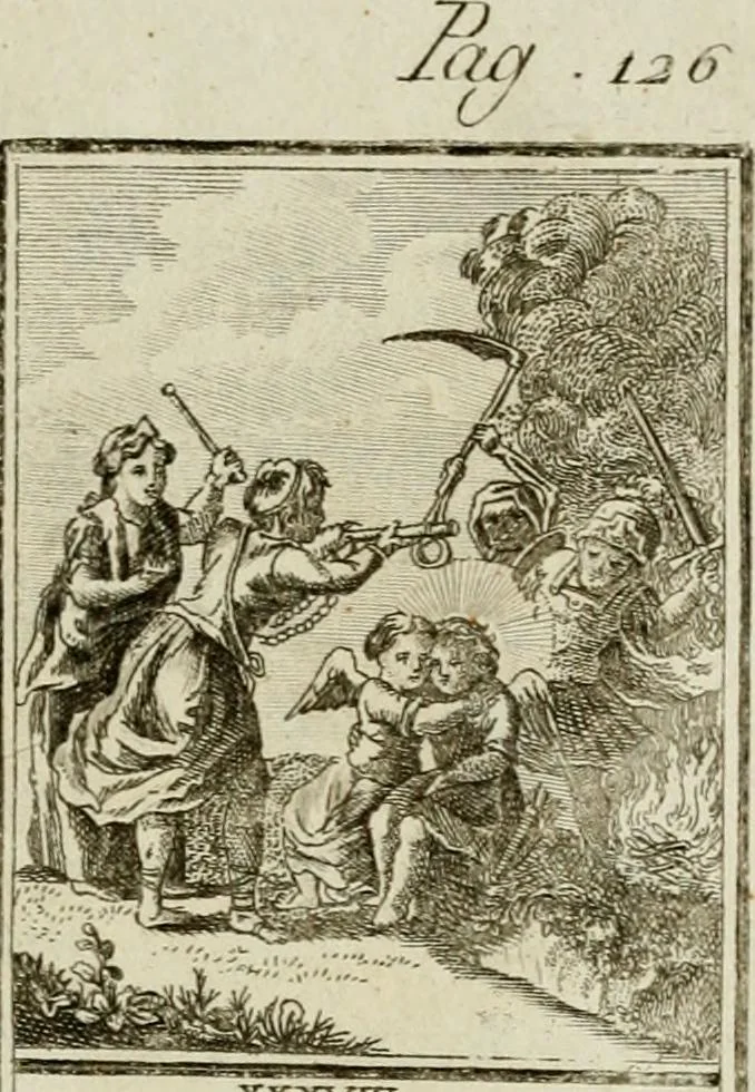 An illustration from Der gottseligen Frau La Mothe Guyon geisterhebende Beschäftigungen des Herzens mit Gott durch die lebendige Erfahrungs-Erkenntnis der göttlichen Liebe, oder, Die Geheimnisse des innwendigen Christenthums, geoffenbaret in der Schule der himmlischen Weisheit : Auszüge aus sämtlichen poetischen Schriften der seligen Frau, zur Beförderung des inneren Lebens, 1802, leaf 205