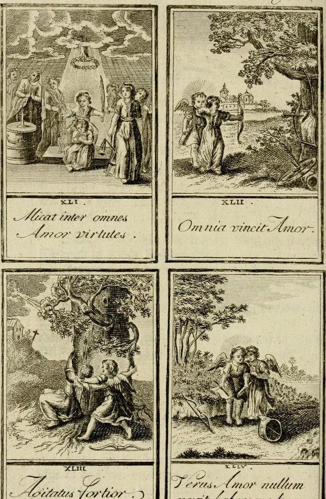 An illustration from Der gottseligen Frau La Mothe Guyon geisterhebende Beschäftigungen des Herzens mit Gott durch die lebendige Erfahrungs-Erkenntnis der göttlichen Liebe, oder, Die Geheimnisse des innwendigen Christenthums, geoffenbaret in der Schule der himmlischen Weisheit : Auszüge aus sämtlichen poetischen Schriften der seligen Frau, zur Beförderung des inneren Lebens, 1802, leaf 214