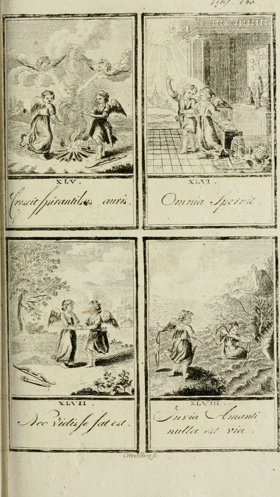 An illustration from Der gottseligen Frau La Mothe Guyon geisterhebende Beschäftigungen des Herzens mit Gott durch die lebendige Erfahrungs-Erkenntnis der göttlichen Liebe, oder, Die Geheimnisse des innwendigen Christenthums, geoffenbaret in der Schule der himmlischen Weisheit : Auszüge aus sämtlichen poetischen Schriften der seligen Frau, zur Beförderung des inneren Lebens, 1802, leaf 223