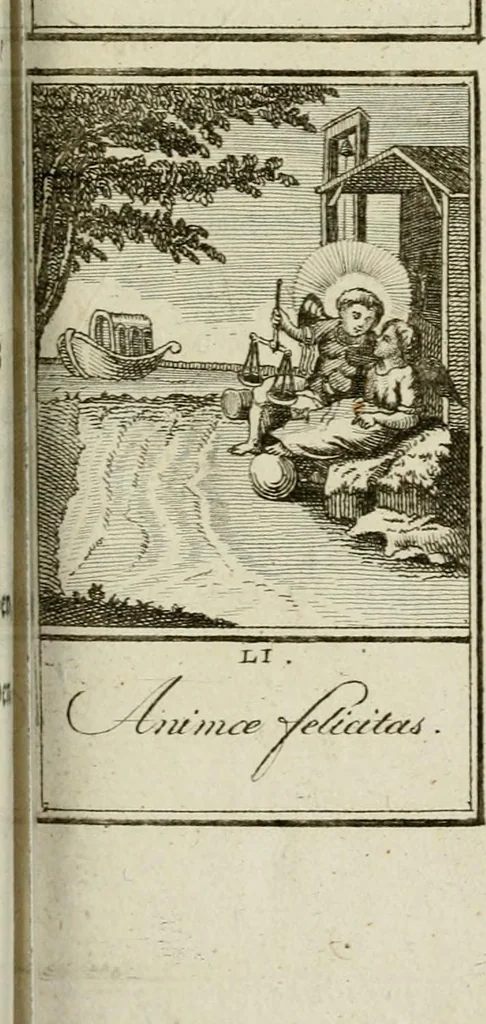 An illustration from Der gottseligen Frau La Mothe Guyon geisterhebende Beschäftigungen des Herzens mit Gott durch die lebendige Erfahrungs-Erkenntnis der göttlichen Liebe, oder, Die Geheimnisse des innwendigen Christenthums, geoffenbaret in der Schule der himmlischen Weisheit : Auszüge aus sämtlichen poetischen Schriften der seligen Frau, zur Beförderung des inneren Lebens, 1802, leaf 233