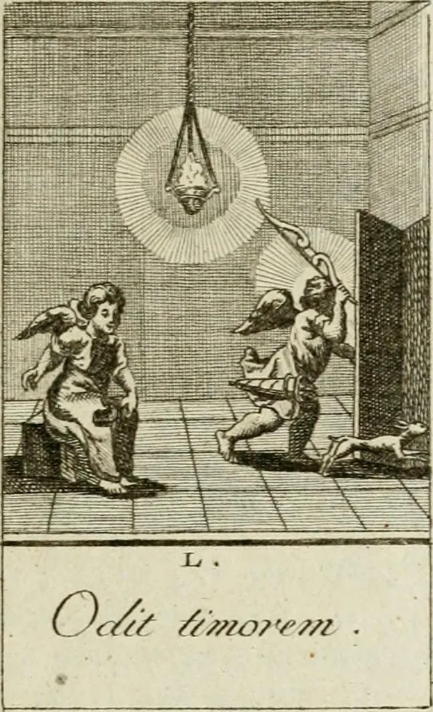 An illustration from Der gottseligen Frau La Mothe Guyon geisterhebende Beschäftigungen des Herzens mit Gott durch die lebendige Erfahrungs-Erkenntnis der göttlichen Liebe, oder, Die Geheimnisse des innwendigen Christenthums, geoffenbaret in der Schule der himmlischen Weisheit : Auszüge aus sämtlichen poetischen Schriften der seligen Frau, zur Beförderung des inneren Lebens, 1802, leaf 233