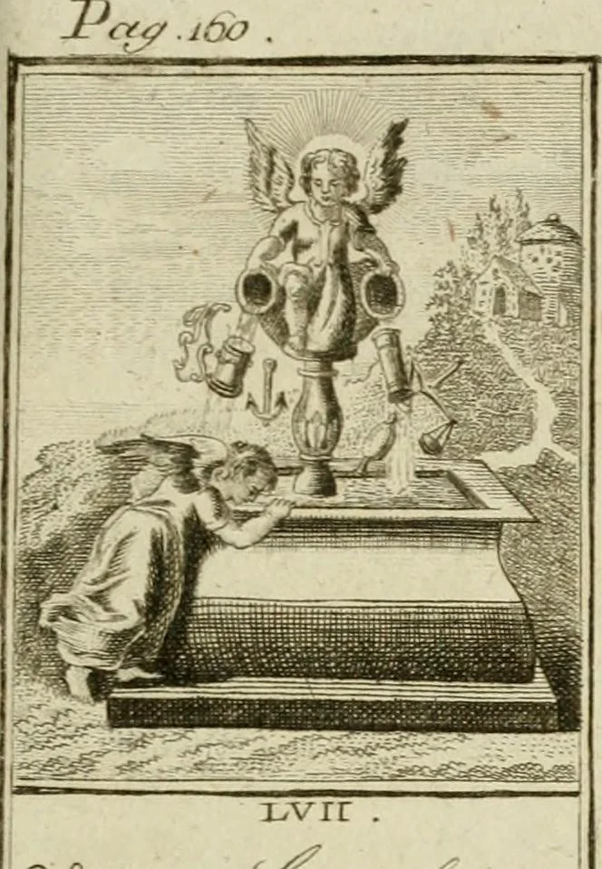 An illustration from Der gottseligen Frau La Mothe Guyon geisterhebende Beschäftigungen des Herzens mit Gott durch die lebendige Erfahrungs-Erkenntnis der göttlichen Liebe, oder, Die Geheimnisse des innwendigen Christenthums, geoffenbaret in der Schule der himmlischen Weisheit : Auszüge aus sämtlichen poetischen Schriften der seligen Frau, zur Beförderung des inneren Lebens, 1802, leaf 249