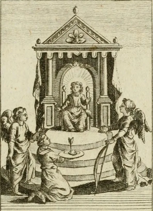 An illustration from Der gottseligen Frau La Mothe Guyon geisterhebende Beschäftigungen des Herzens mit Gott durch die lebendige Erfahrungs-Erkenntnis der göttlichen Liebe, oder, Die Geheimnisse des innwendigen Christenthums, geoffenbaret in der Schule der himmlischen Weisheit : Auszüge aus sämtlichen poetischen Schriften der seligen Frau, zur Beförderung des inneren Lebens, 1802, leaf 289