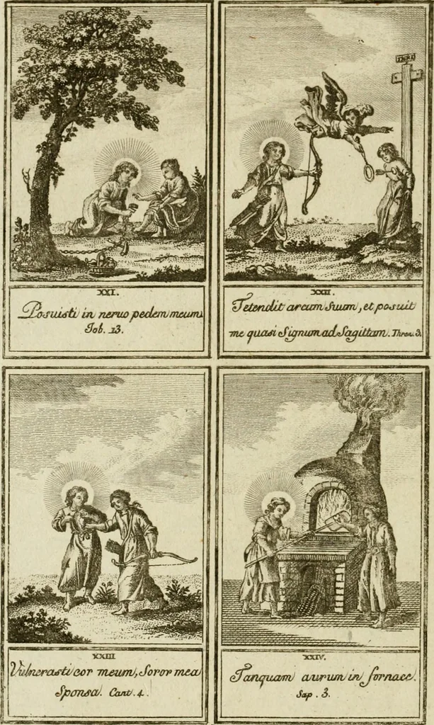 An illustration from Der gottseligen Frau La Mothe Guyon geisterhebende Beschäftigungen des Herzens mit Gott durch die lebendige Erfahrungs-Erkenntnis der göttlichen Liebe, oder, Die Geheimnisse des innwendigen Christenthums, geoffenbaret in der Schule der himmlischen Weisheit : Auszüge aus sämtlichen poetischen Schriften der seligen Frau, zur Beförderung des inneren Lebens, 1802, leaf 294