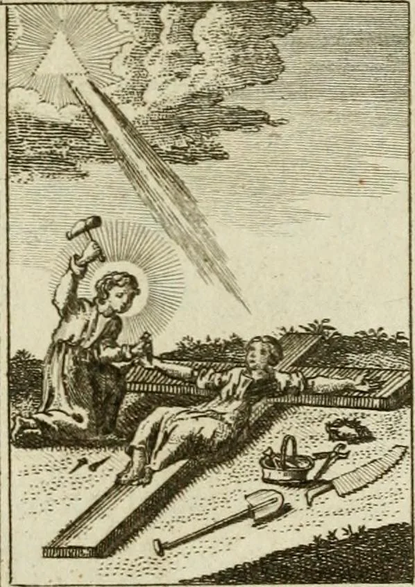 An illustration from Der gottseligen Frau La Mothe Guyon geisterhebende Beschäftigungen des Herzens mit Gott durch die lebendige Erfahrungs-Erkenntnis der göttlichen Liebe, oder, Die Geheimnisse des innwendigen Christenthums, geoffenbaret in der Schule der himmlischen Weisheit : Auszüge aus sämtlichen poetischen Schriften der seligen Frau, zur Beförderung des inneren Lebens, 1802, leaf 299