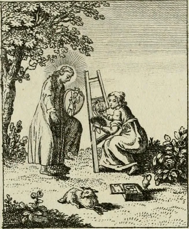 An illustration from Der gottseligen Frau La Mothe Guyon geisterhebende Beschäftigungen des Herzens mit Gott durch die lebendige Erfahrungs-Erkenntnis der göttlichen Liebe, oder, Die Geheimnisse des innwendigen Christenthums, geoffenbaret in der Schule der himmlischen Weisheit : Auszüge aus sämtlichen poetischen Schriften der seligen Frau, zur Beförderung des inneren Lebens, 1802, leaf 317