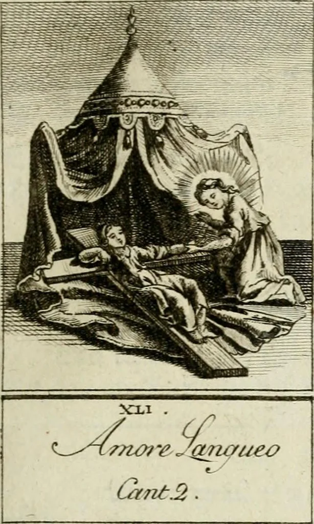 An illustration from Der gottseligen Frau La Mothe Guyon geisterhebende Beschäftigungen des Herzens mit Gott durch die lebendige Erfahrungs-Erkenntnis der göttlichen Liebe, oder, Die Geheimnisse des innwendigen Christenthums, geoffenbaret in der Schule der himmlischen Weisheit : Auszüge aus sämtlichen poetischen Schriften der seligen Frau, zur Beförderung des inneren Lebens, 1802, leaf 323