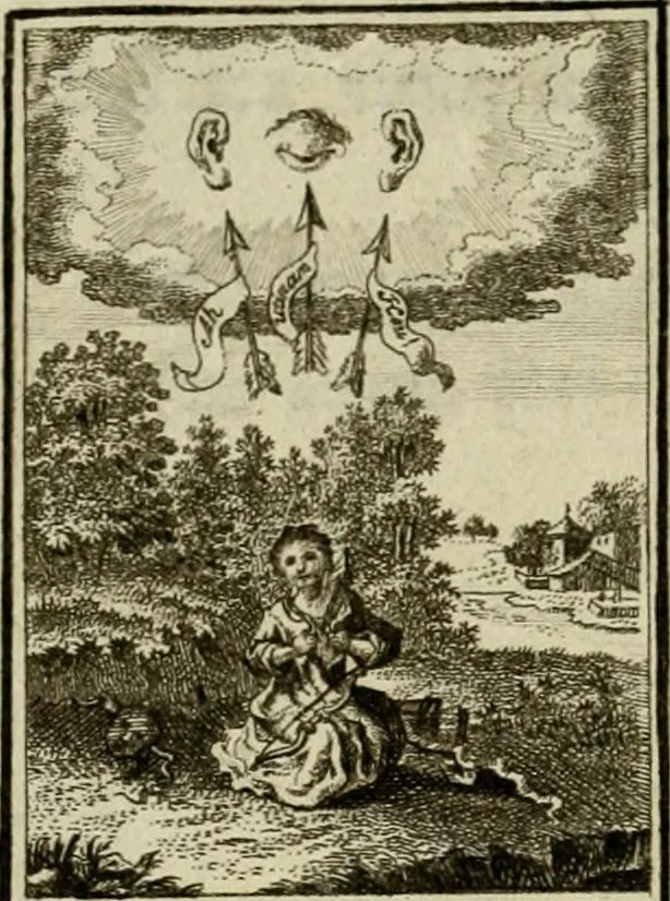 An illustration from Der gottseligen Frau La Mothe Guyon geisterhebende Beschäftigungen des Herzens mit Gott durch die lebendige Erfahrungs-Erkenntnis der göttlichen Liebe, oder, Die Geheimnisse des innwendigen Christenthums, geoffenbaret in der Schule der himmlischen Weisheit : Auszüge aus sämtlichen poetischen Schriften der seligen Frau, zur Beförderung des inneren Lebens, 1802, leaf 44