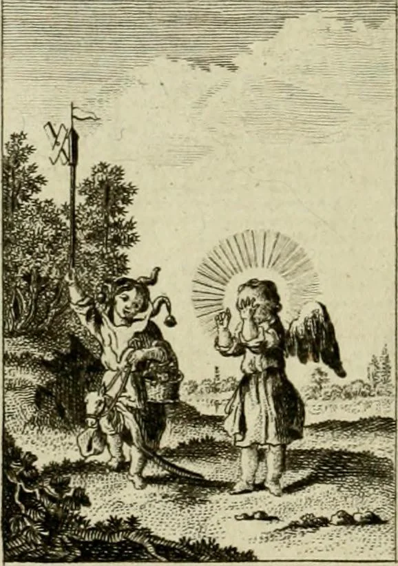 An illustration from Der gottseligen Frau La Mothe Guyon geisterhebende Beschäftigungen des Herzens mit Gott durch die lebendige Erfahrungs-Erkenntnis der göttlichen Liebe, oder, Die Geheimnisse des innwendigen Christenthums, geoffenbaret in der Schule der himmlischen Weisheit : Auszüge aus sämtlichen poetischen Schriften der seligen Frau, zur Beförderung des inneren Lebens, 1802, leaf 44