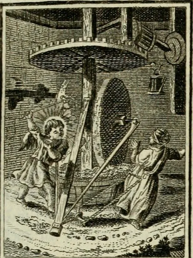 An illustration from Der gottseligen Frau La Mothe Guyon geisterhebende Beschäftigungen des Herzens mit Gott durch die lebendige Erfahrungs-Erkenntnis der göttlichen Liebe, oder, Die Geheimnisse des innwendigen Christenthums, geoffenbaret in der Schule der himmlischen Weisheit : Auszüge aus sämtlichen poetischen Schriften der seligen Frau, zur Beförderung des inneren Lebens, 1802, leaf 49