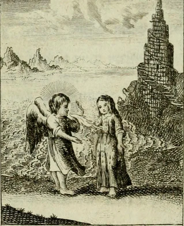 An illustration from Der gottseligen Frau La Mothe Guyon geisterhebende Beschäftigungen des Herzens mit Gott durch die lebendige Erfahrungs-Erkenntnis der göttlichen Liebe, oder, Die Geheimnisse des innwendigen Christenthums, geoffenbaret in der Schule der himmlischen Weisheit : Auszüge aus sämtlichen poetischen Schriften der seligen Frau, zur Beförderung des inneren Lebens, 1802, leaf 92