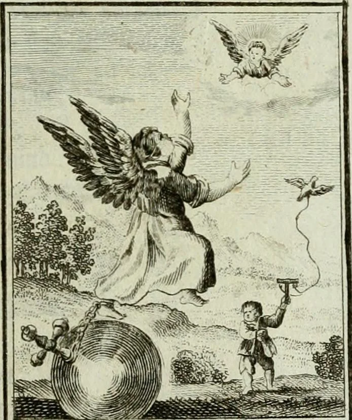 An illustration from Der gottseligen Frau La Mothe Guyon geisterhebende Beschäftigungen des Herzens mit Gott durch die lebendige Erfahrungs-Erkenntnis der göttlichen Liebe, oder, Die Geheimnisse des innwendigen Christenthums, geoffenbaret in der Schule der himmlischen Weisheit : Auszüge aus sämtlichen poetischen Schriften der seligen Frau, zur Beförderung des inneren Lebens, 1802, leaf 97