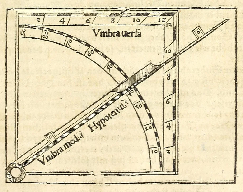 An illustration from Der Horologien, oder Sonnen Vhren, künstliche Beschreibung : wie dieselbigen nach mancherley Ahrt an die Mauren, Wendte, Ebne, sie seyen ligendt, auffgerichtet, schreg, auch auff ronde, aussgehölte vnd sonst aller handt Instrument, auffzüreissen, 1579, leaf 159