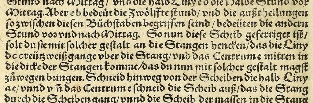 An illustration from Der Horologien, oder Sonnen Vhren, künstliche Beschreibung : wie dieselbigen nach mancherley Ahrt an die Mauren, Wendte, Ebne, sie seyen ligendt, auffgerichtet, schreg, auch auff ronde, aussgehölte vnd sonst aller handt Instrument, auffzüreissen, 1579, leaf 66
