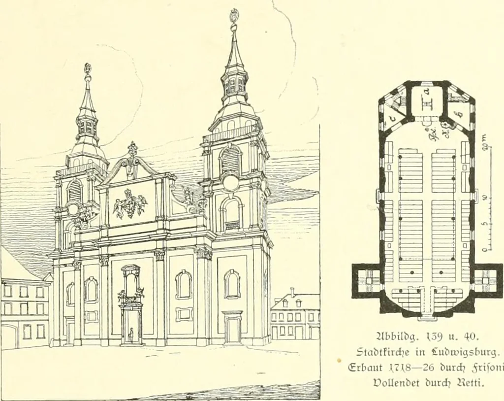An illustration from Der Kirchenbau des Protestantismus von der Reformation bis zur Gegenwart, hrsg. von der Vereinigung Berliner Architekten, 1893, leaf 101