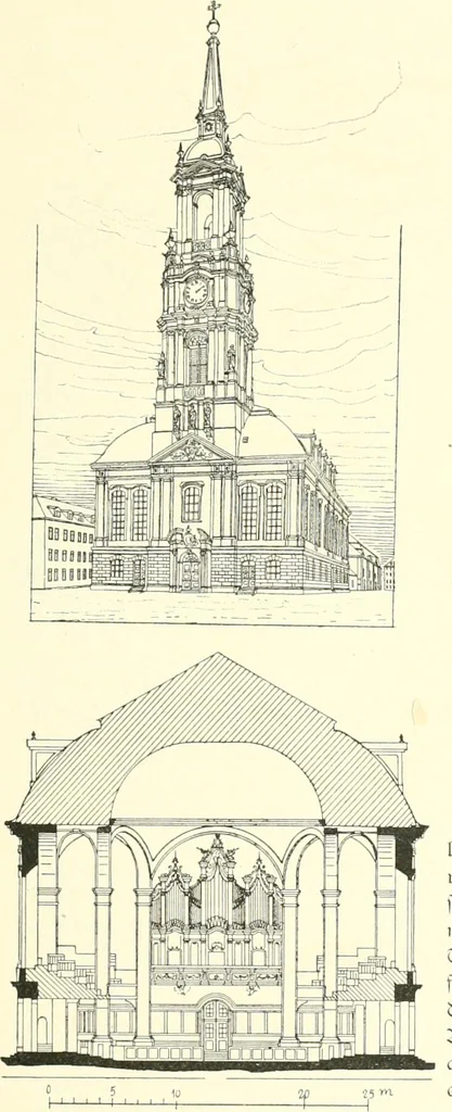 An illustration from Der Kirchenbau des Protestantismus von der Reformation bis zur Gegenwart, hrsg. von der Vereinigung Berliner Architekten, 1893, leaf 103