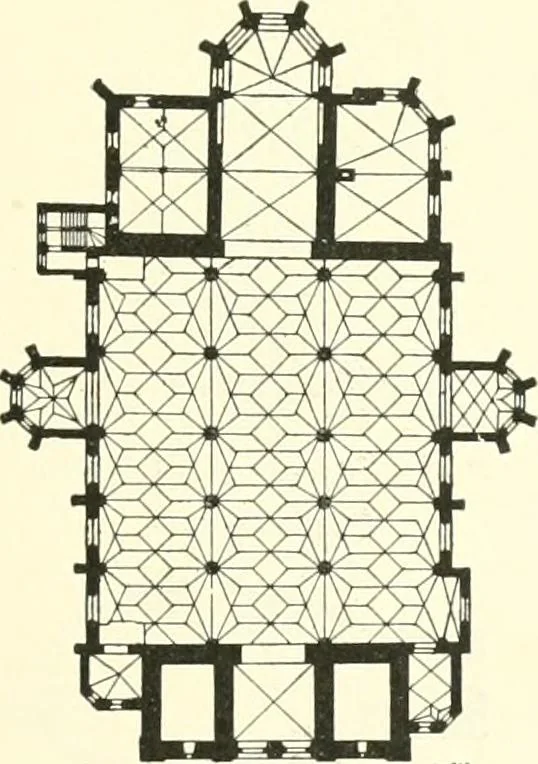 An illustration from Der Kirchenbau des Protestantismus von der Reformation bis zur Gegenwart, hrsg. von der Vereinigung Berliner Architekten, 1893, leaf 111