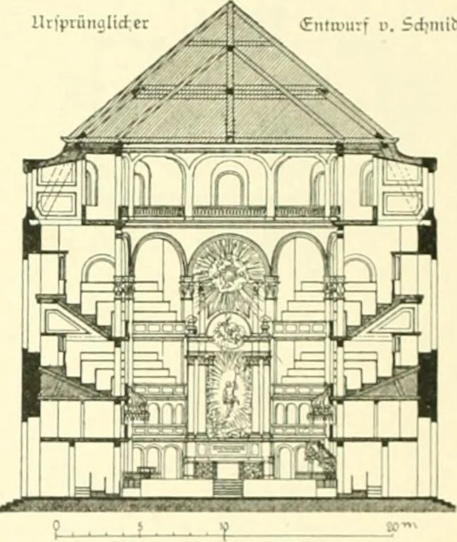 An illustration from Der Kirchenbau des Protestantismus von der Reformation bis zur Gegenwart, hrsg. von der Vereinigung Berliner Architekten, 1893, leaf 114