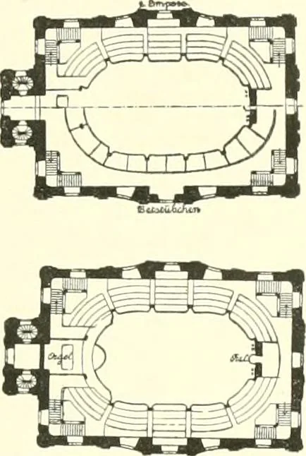 An illustration from Der Kirchenbau des Protestantismus von der Reformation bis zur Gegenwart, hrsg. von der Vereinigung Berliner Architekten, 1893, leaf 115