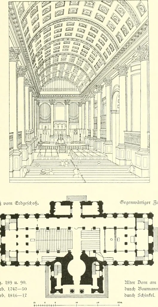 An illustration from Der Kirchenbau des Protestantismus von der Reformation bis zur Gegenwart, hrsg. von der Vereinigung Berliner Architekten, 1893, leaf 123