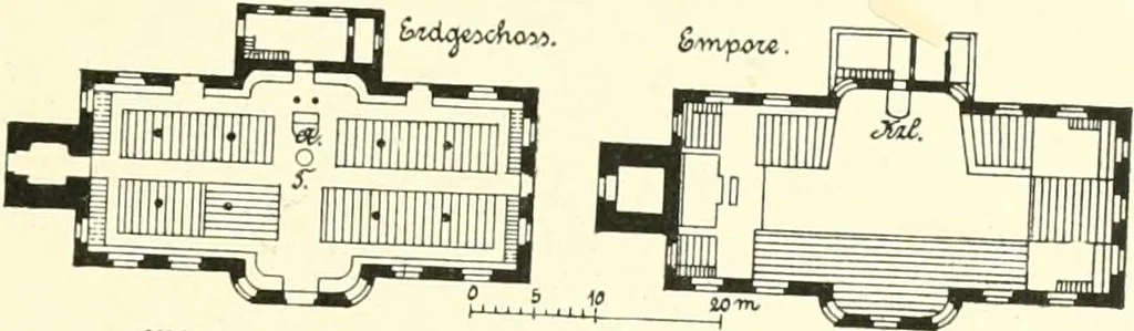 An illustration from Der Kirchenbau des Protestantismus von der Reformation bis zur Gegenwart, hrsg. von der Vereinigung Berliner Architekten, 1893, leaf 129