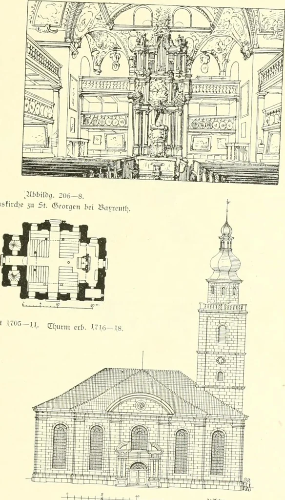 An illustration from Der Kirchenbau des Protestantismus von der Reformation bis zur Gegenwart, hrsg. von der Vereinigung Berliner Architekten, 1893, leaf 131
