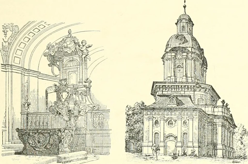 An illustration from Der Kirchenbau des Protestantismus von der Reformation bis zur Gegenwart, hrsg. von der Vereinigung Berliner Architekten, 1893, leaf 141