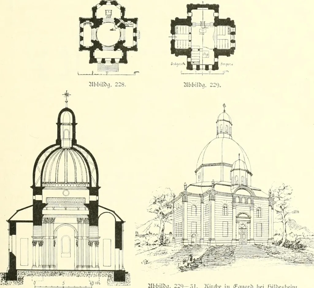 An illustration from Der Kirchenbau des Protestantismus von der Reformation bis zur Gegenwart, hrsg. von der Vereinigung Berliner Architekten, 1893, leaf 141
