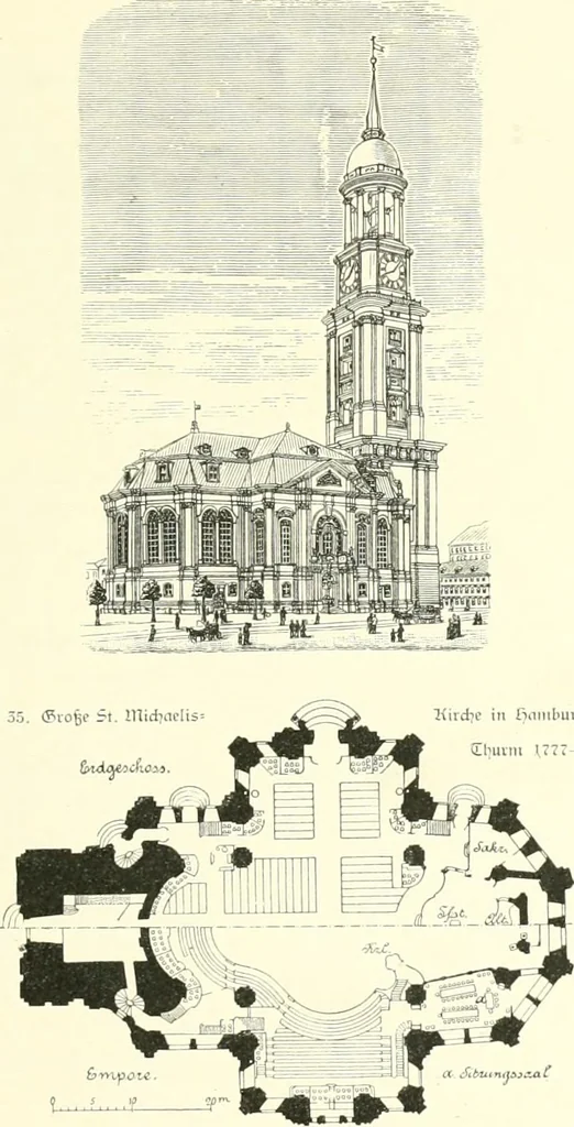 An illustration from Der Kirchenbau des Protestantismus von der Reformation bis zur Gegenwart, hrsg. von der Vereinigung Berliner Architekten, 1893, leaf 143