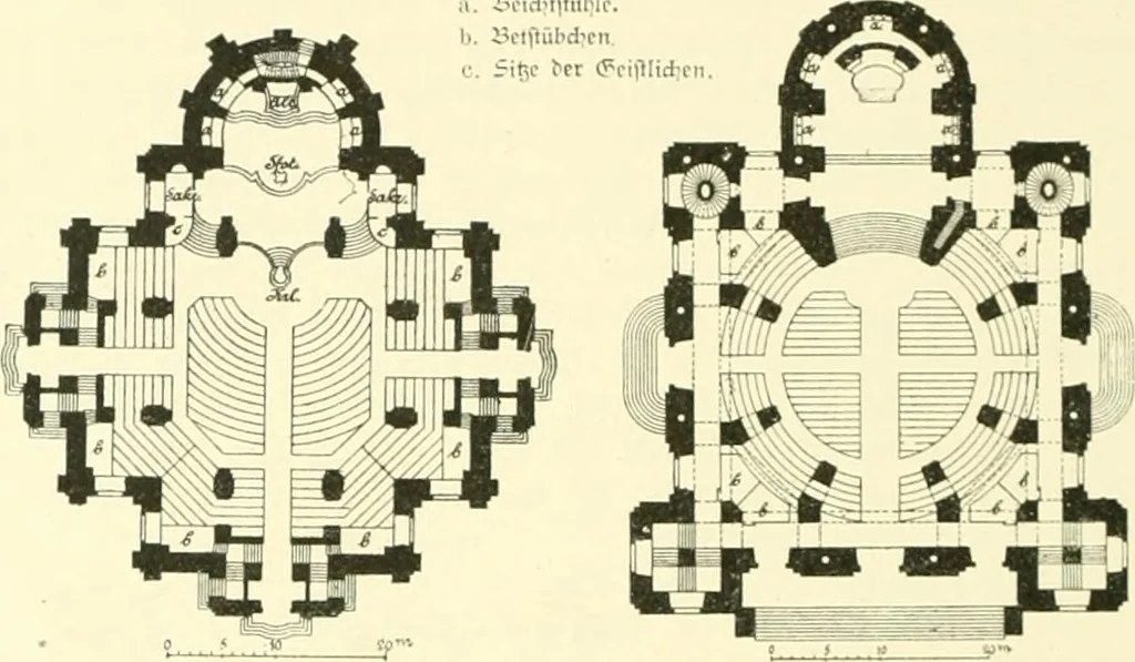 An illustration from Der Kirchenbau des Protestantismus von der Reformation bis zur Gegenwart, hrsg. von der Vereinigung Berliner Architekten, 1893, leaf 152