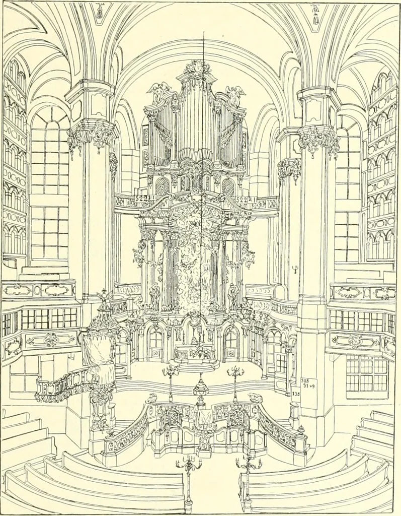 An illustration from Der Kirchenbau des Protestantismus von der Reformation bis zur Gegenwart, hrsg. von der Vereinigung Berliner Architekten, 1893, leaf 159